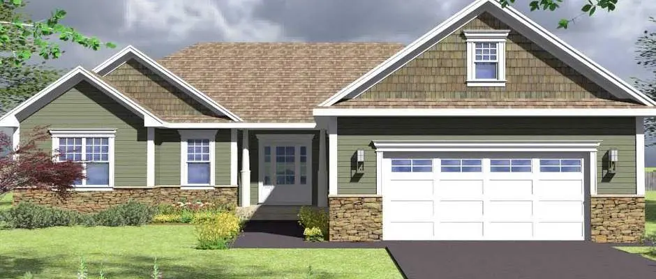 A rendered design of a bungalow house