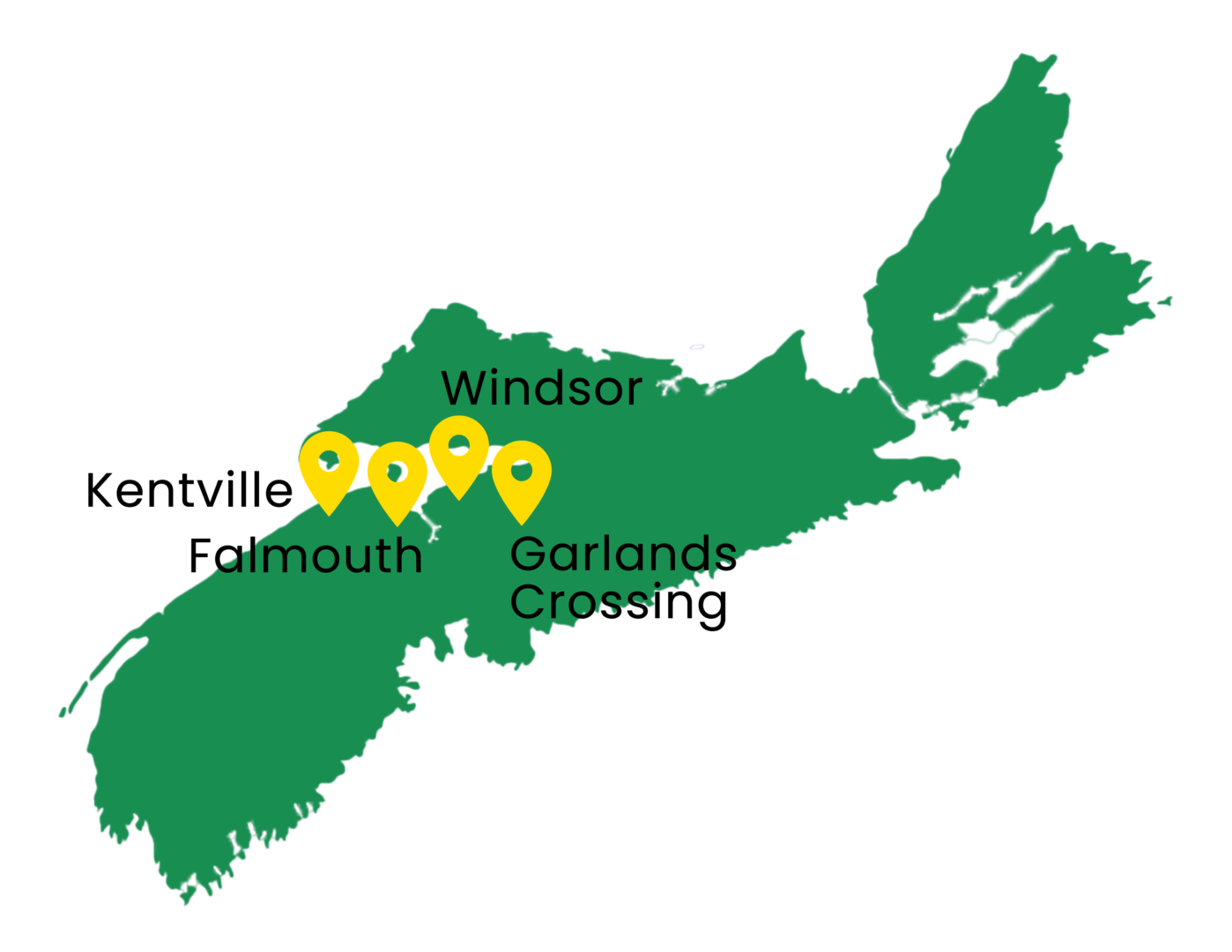 Marked map of Nova Scotia, Brison Developments